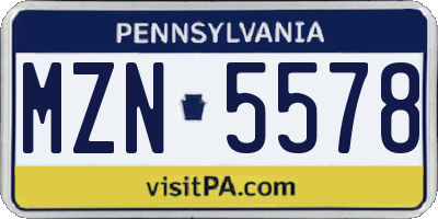 PA license plate MZN5578