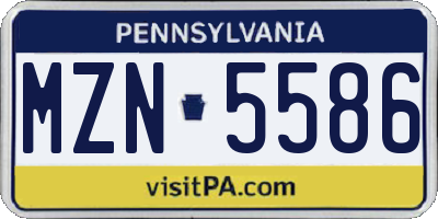 PA license plate MZN5586