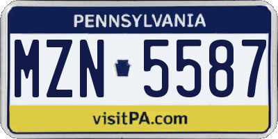 PA license plate MZN5587