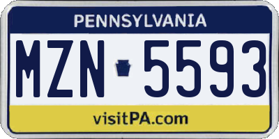 PA license plate MZN5593