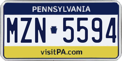 PA license plate MZN5594