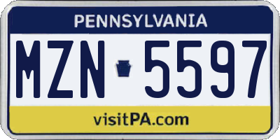 PA license plate MZN5597