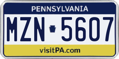 PA license plate MZN5607