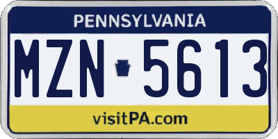PA license plate MZN5613