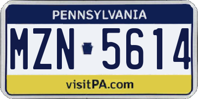 PA license plate MZN5614