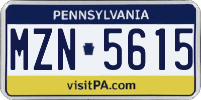 PA license plate MZN5615