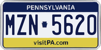 PA license plate MZN5620
