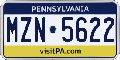 PA license plate MZN5622