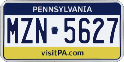 PA license plate MZN5627