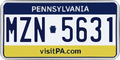PA license plate MZN5631