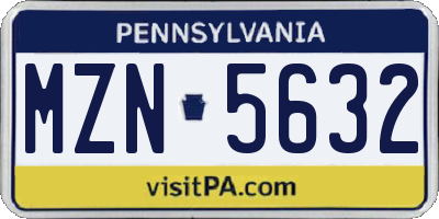 PA license plate MZN5632