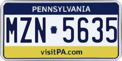 PA license plate MZN5635