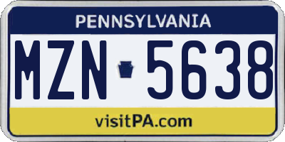 PA license plate MZN5638
