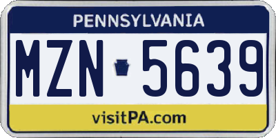 PA license plate MZN5639