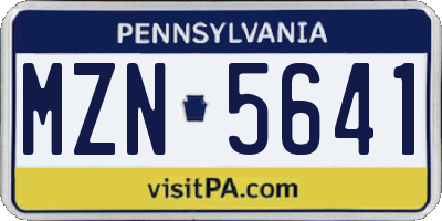 PA license plate MZN5641