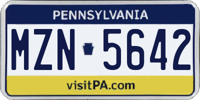 PA license plate MZN5642
