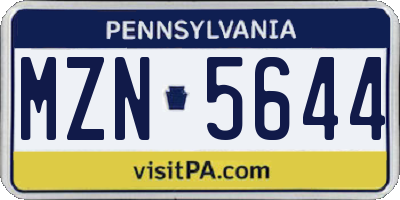 PA license plate MZN5644