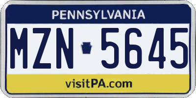 PA license plate MZN5645