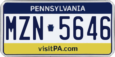 PA license plate MZN5646