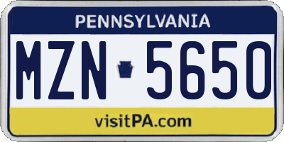 PA license plate MZN5650