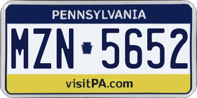 PA license plate MZN5652