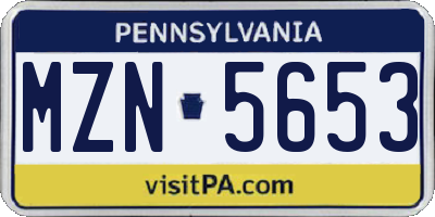 PA license plate MZN5653