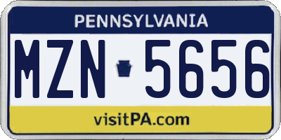 PA license plate MZN5656