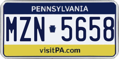 PA license plate MZN5658
