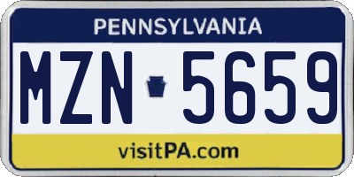 PA license plate MZN5659