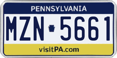 PA license plate MZN5661
