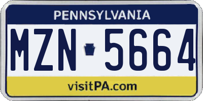 PA license plate MZN5664