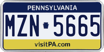 PA license plate MZN5665
