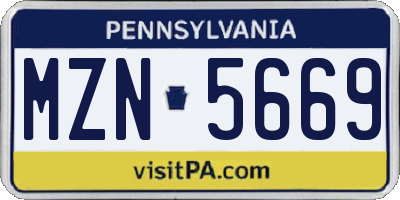 PA license plate MZN5669
