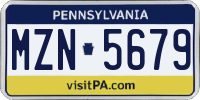 PA license plate MZN5679