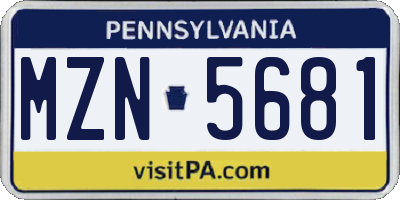 PA license plate MZN5681