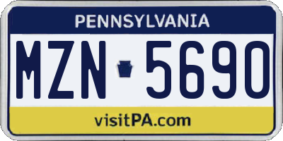 PA license plate MZN5690