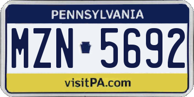 PA license plate MZN5692