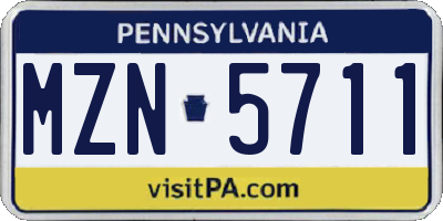 PA license plate MZN5711