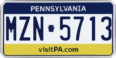 PA license plate MZN5713