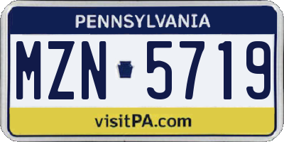 PA license plate MZN5719
