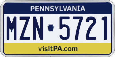 PA license plate MZN5721