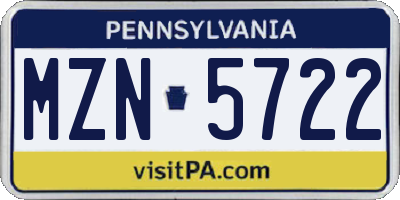 PA license plate MZN5722