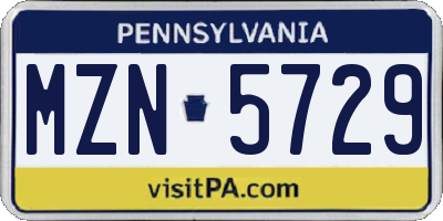 PA license plate MZN5729