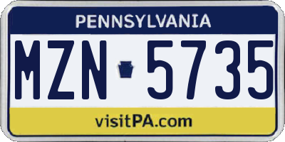 PA license plate MZN5735