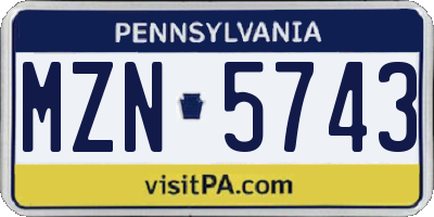 PA license plate MZN5743