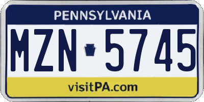 PA license plate MZN5745