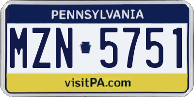 PA license plate MZN5751