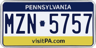PA license plate MZN5757