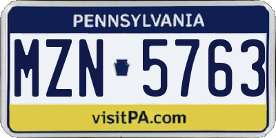 PA license plate MZN5763