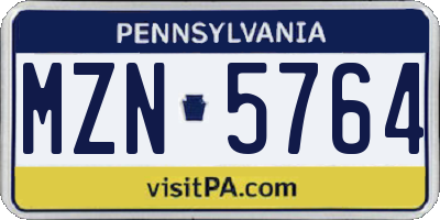 PA license plate MZN5764